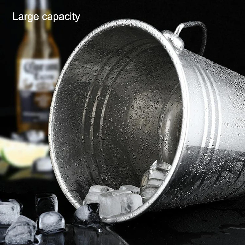 Large Bucket Stainless Steel Champagne Beers Bucket Wine Chiller with Handle Home Bar Supplies E2S