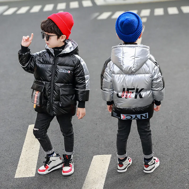

2019 New Style Fashion-Style Cotton-padded Children Clothes BOY'S Winter Cotton-padded Jacket Big Boy Children Bright Skin Mixed