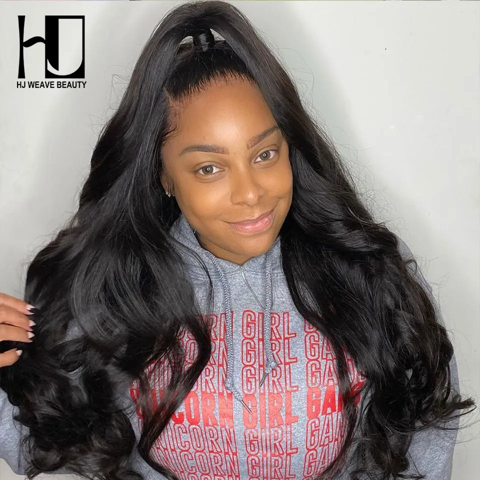 [HJ Weave beauty] волосы OneCut 13x6, фронтальные человеческие волосы, парики, бразильские волнистые волосы remy, 180%, предварительно взросшие натуральные волосы