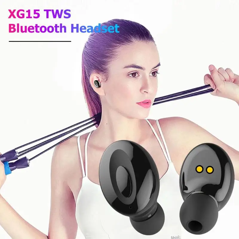 XG15 TWS Беспроводная Bluetooth 5,0 гарнитура с микрофоном 350 мАч Мощность Мини наушники спортивные IP5 Водонепроницаемая гарнитура с зарядным устройством HIFI 3D стерео Soundfor xiaomi huawei iphone