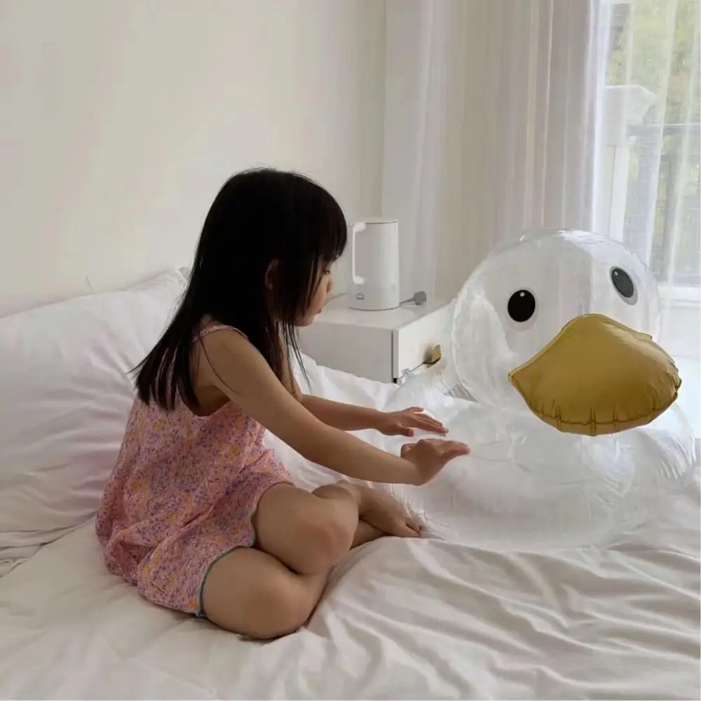  Cute Cartoon Inflatable Transparent Duck Swimming Ring Children Floating Row Chair Floating Bed Inf