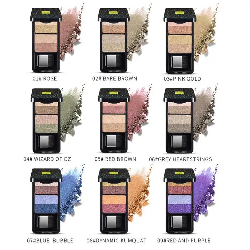 

Glitter Shimmer Eyeshadow Palette With Brush Long Lasting Waterproof Makeup Smooth Texture Fine Pigment Eye Shadows