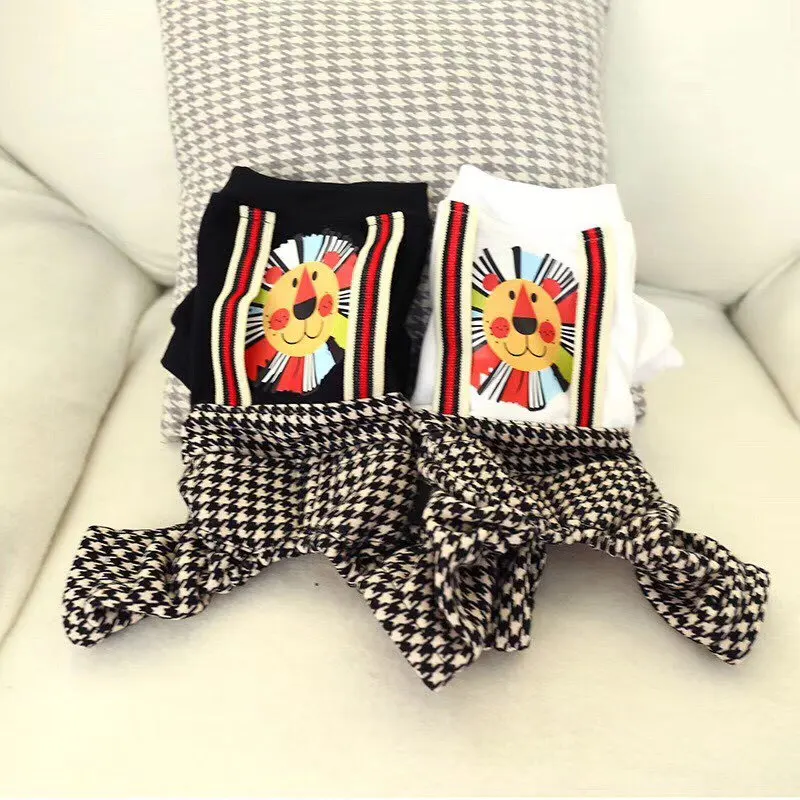 

Pet Dog Cat Thousands of Birds Printed Lion plus Velvet Suspender Pants Teddy Bichon VIP Clothes