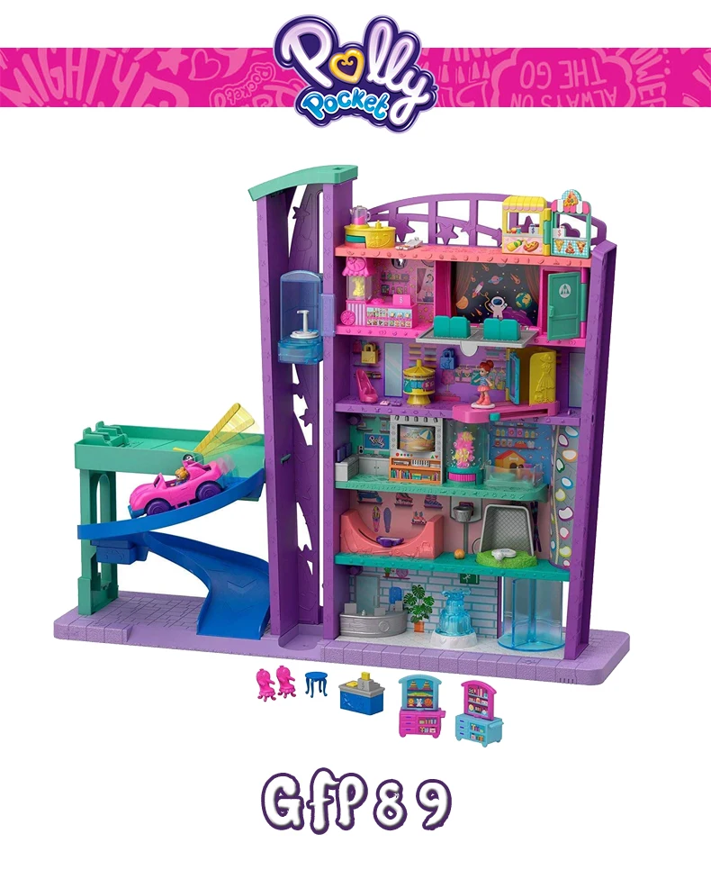 Polly Pocket мини куклы игрушки большой мир здание торговый центр аксессуары Мега торговый центр GFP89 коллекция детские игрушки с подъемником забавные