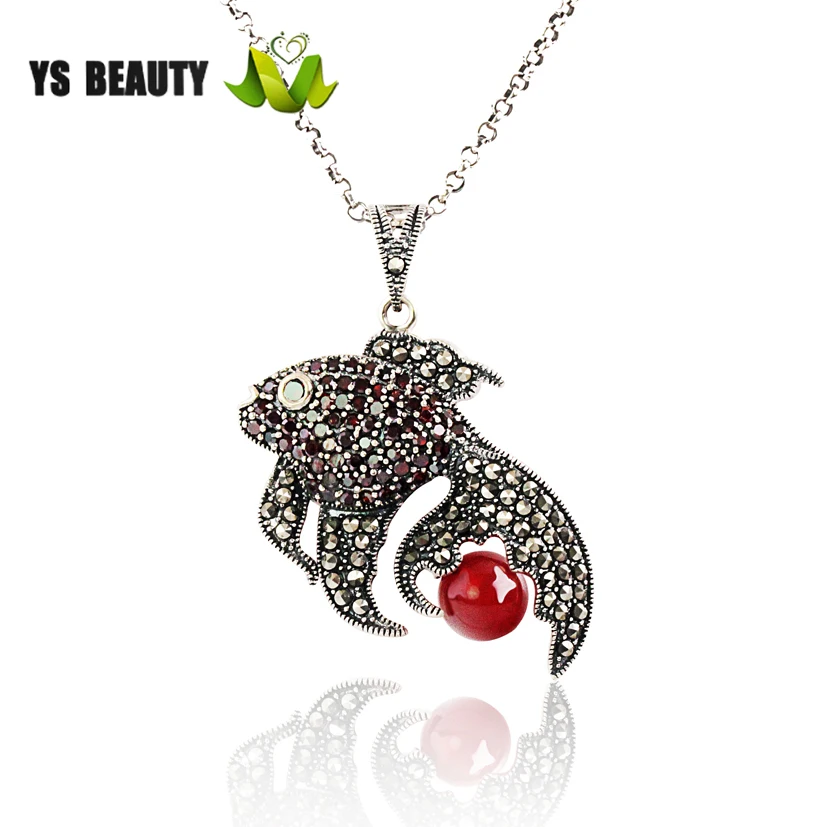 

Loveable Goldfish Shape Pendant 925 Sterling Silver Necklace Fashion Girl Collarbone Chain Personalized Clothing Collocation