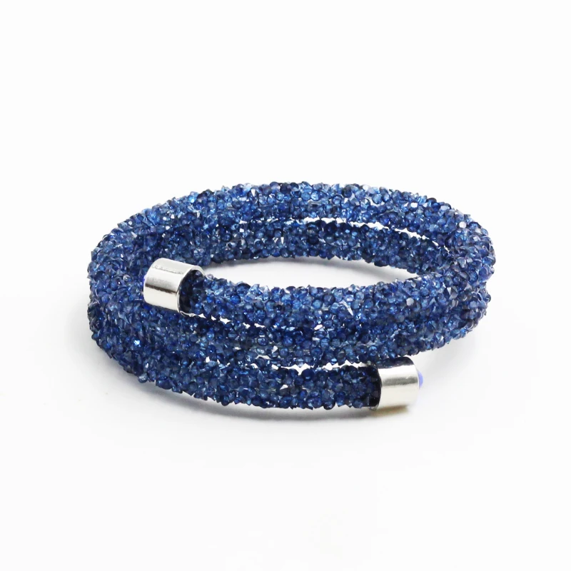 dark blue Шикарный Двойной круглый Браслет-манжета многослойный браслет браслеты для женщин модное ювелирное изделие Подарок Браслет Свадебные вечерние аксессуары - Окраска металла: dark blue