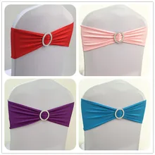 10 шт. эластичный спандекс стул бант пояса лайкра стрейч на стул ленты галстуки с круглой пряжкой для банкета свадебные украшения