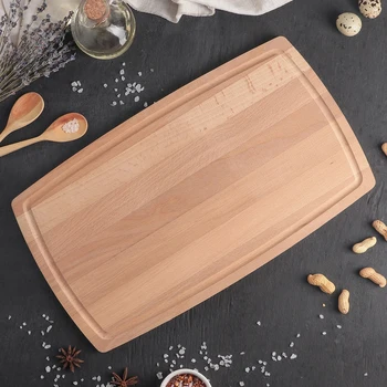 

Cutting board "BUKOVSKY", 40 × 23 × 1.1 cm, solid beech, with blood drain