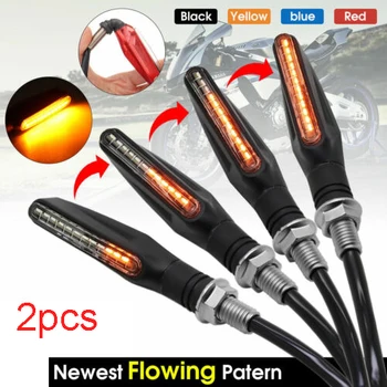 

1 Pair Motorcycle Turn Signal Lights 12 LEDs Horse Racing Mode Indicators One-line Shaped Motorcycle Water Flow Turn Signal FH99