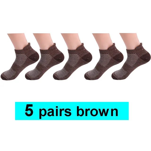 10 шт. = 5 пар Новых хлопковых коротких носков мужские и женские дышащие Спортивные Компрессионные носки для велоспорта фитнес для взрослых Размер EU38-43 - Цвет: 5 brown