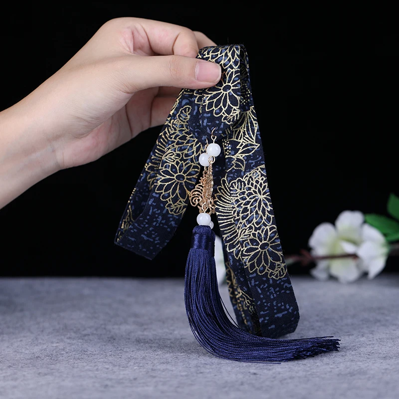 Hanfu лента для волос бронзовая супер фея Народно-пользовательская бахрома на ленте костюм аксессуары Hanfu аксессуары косплей украшения для волос - Цвет: Navy Flower