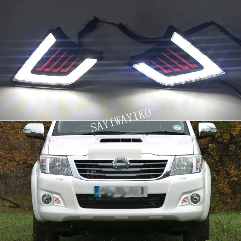 

For Toyota Hilux Vigo 2012 2013 2014 With Chromed Or Black Cover Waterproof ABS 12V Car DRL LED Daytime Running Light