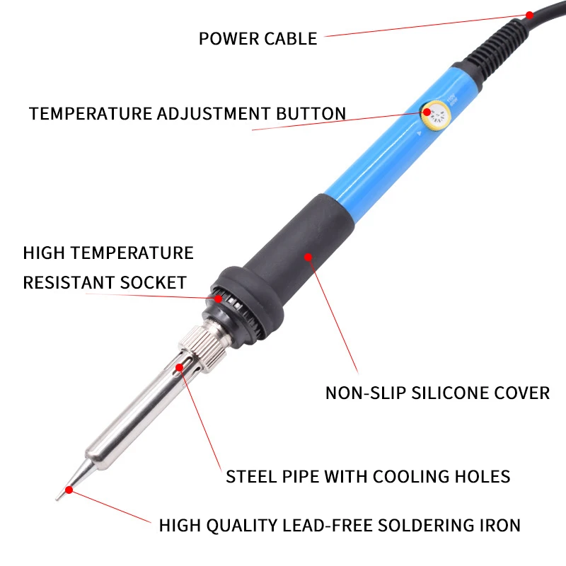 6 шт., 7 шт., электрический утюг с постоянной температурой, 220 В, 110 В, 60 Вт, Сварочная наладочная станция для пайки, тепловые наконечники для карандашей, Наборы инструментов для ремонта