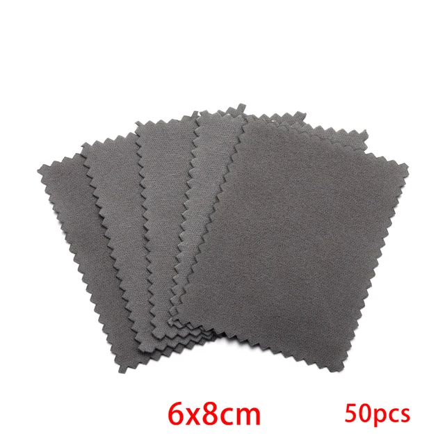 10-50pcs Polish Polishing Cloth Silver Color Cleaning  Polishing Cloth Soft Clean Wipe Wiping Cloth For Silver Gold Jewelry Tool Dark Grey 6x8 50Pcs