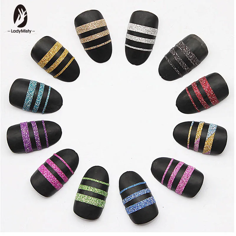 

3Rolls Nail Art Glitter Gold-Silver Stripping Tape Line Laser Adhesive 3D Nail Sticker DIY Beauty Accessories