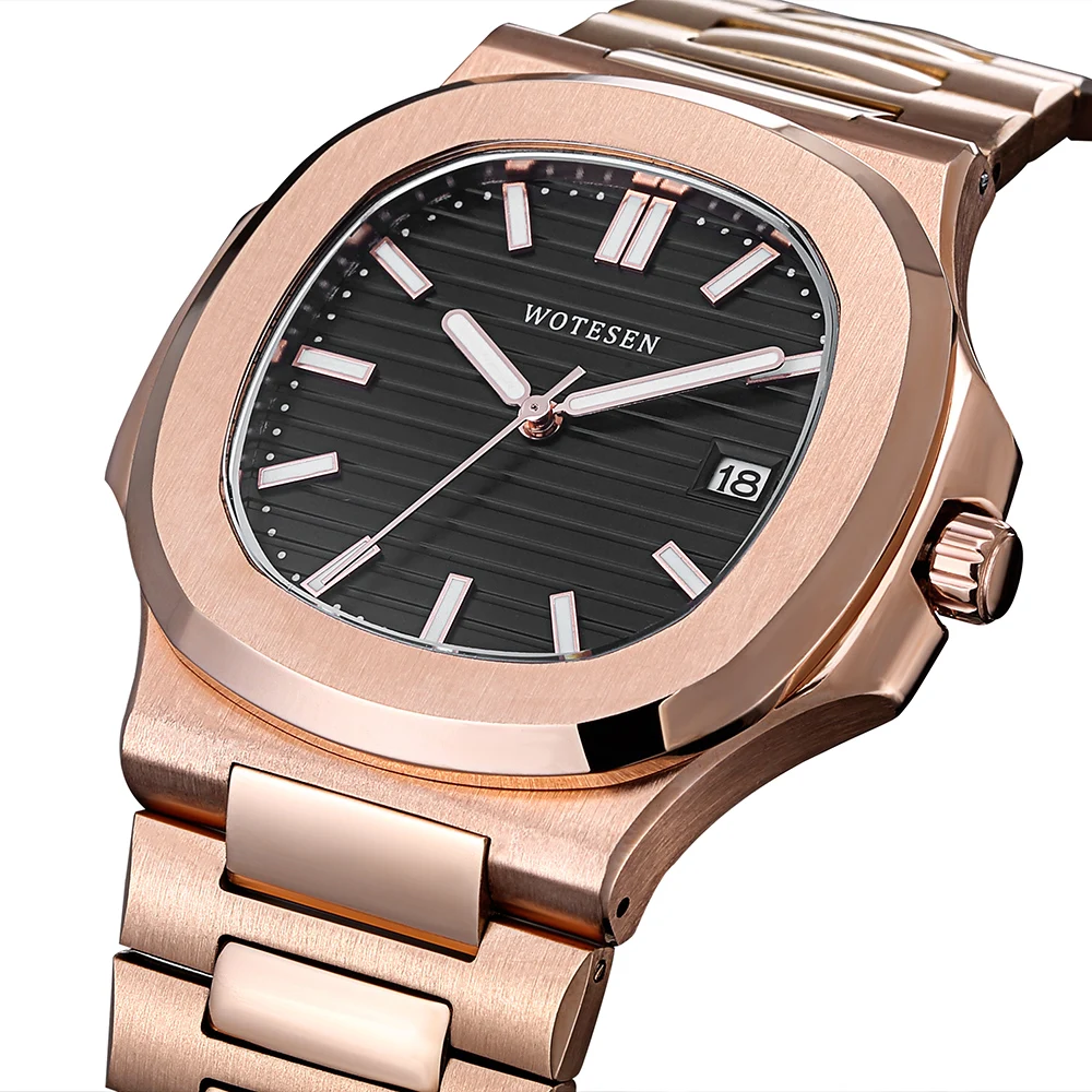 

Full Steel Quartz Watch Mens Top Brand Luxury Calendar Business Men Wristwatch 30m Waterproof Luminous Nautilus Clock Male 2019