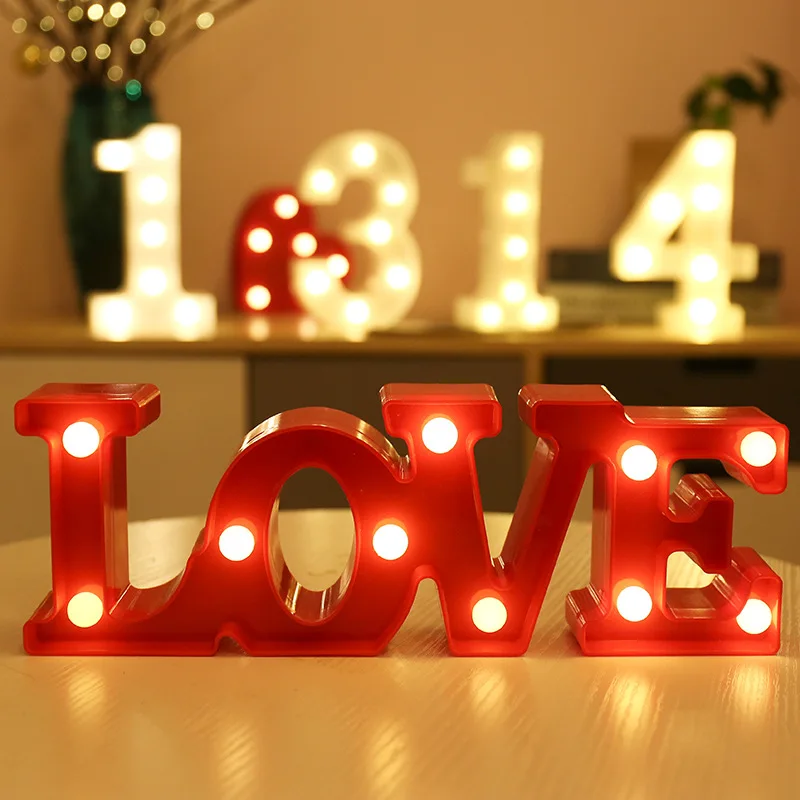 Alphabet Letter LED Lights Luminous Number Lamp Decor  Battery Night Light for home Wedding Birthday Christmas party Decoration night stand lamps