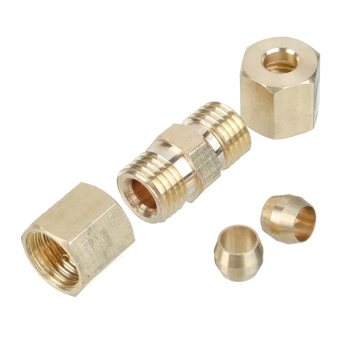 5pcs Brass Straight Reducer Compression Fitting Connector 3/16" OD Tube Hydraulic Brake Lines Union 33 x 10mm