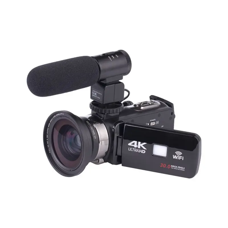 4K HD Цифровая видеокамера профессиональная портативная DV функция ночной съемки VE-HDV4K одним микрофоном - Цвет: Bundle4