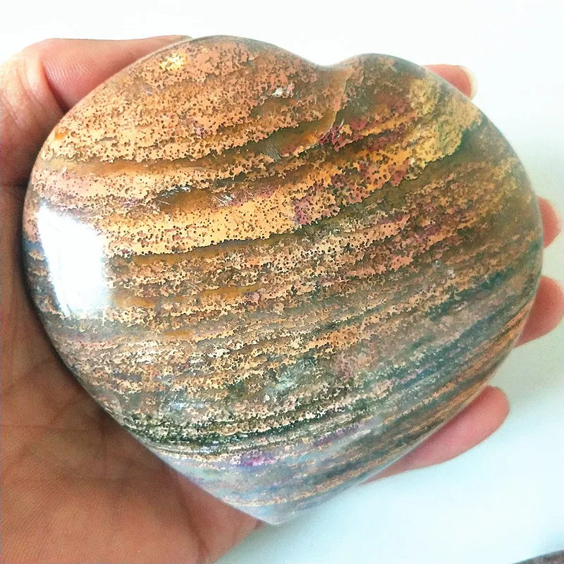 Natural sea jasper stone sea gem heart crystal stone mineral specimen crystal ston