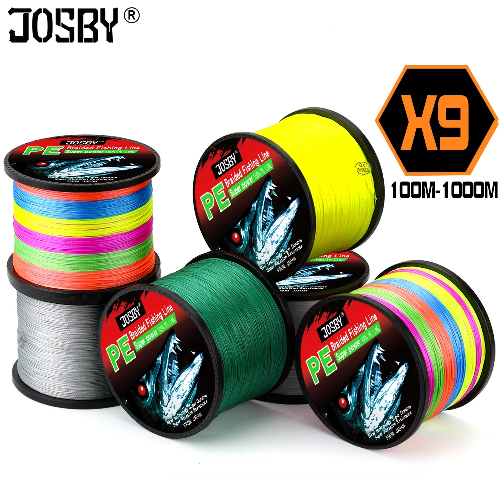 

JOSBY Braided Fishing line Carp Pesca Fly Multifilamento Wire PE Accessories 9 Strands Cord 100M 300M 500M 1000M 22-135LB NEW