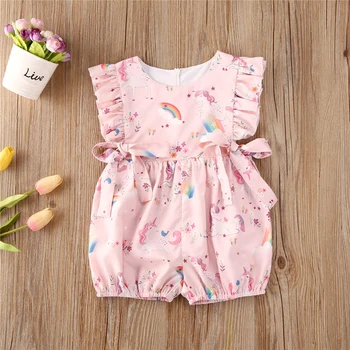 

Summer Toddler Baby Girls Ruffles Romper unicorn Infant Clothing Baby Print Jumpsuit Baby Costumes Clothes