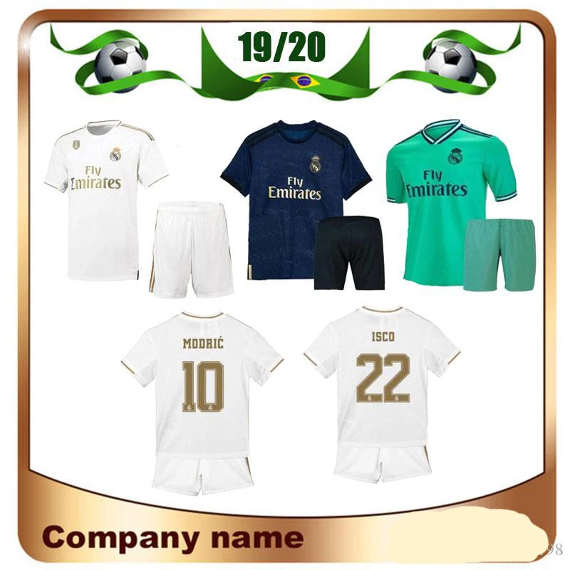 Распродажа, Детский комплект из футбольной футболки «Реал»,,, детский костюм Домашняя футболка для футбола «3RD Hazard MODRIC»