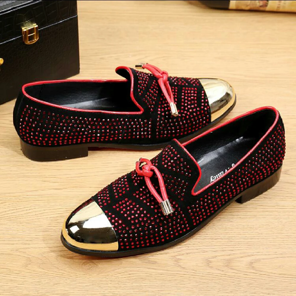 Autumn Metal Soup diamond COW LEATHER Luxurious Commercial affairs Personality Party Socialize Shoes