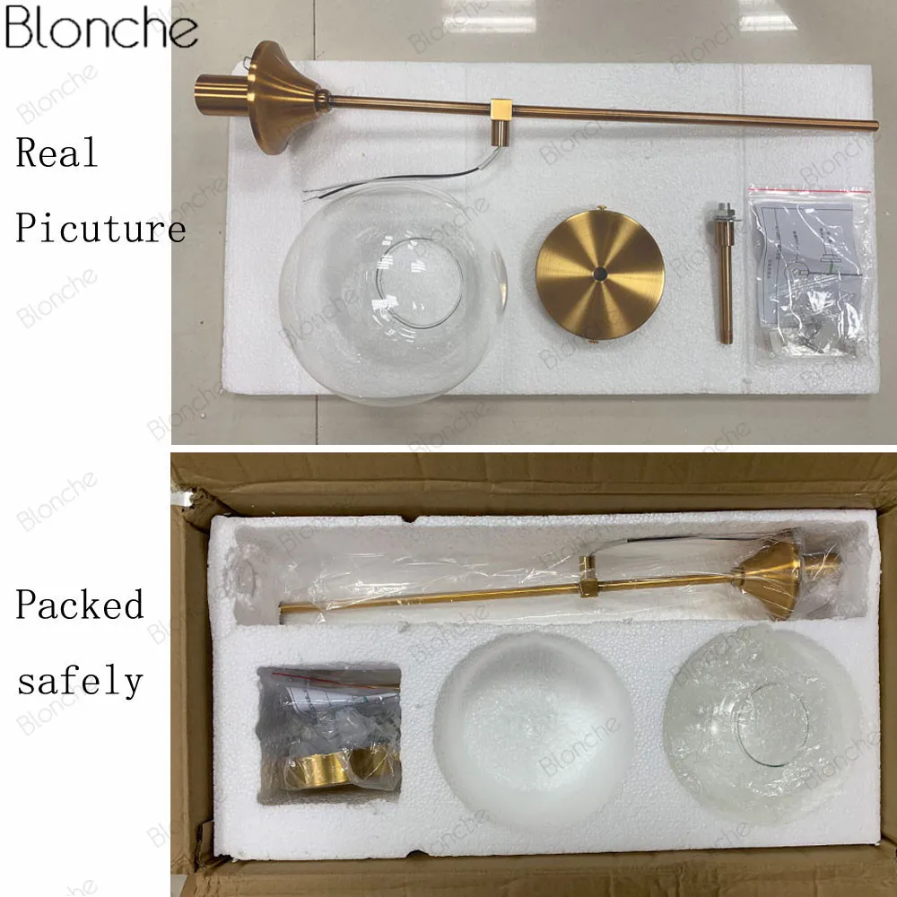 Современная стеклянная настенная лампа Золотой светодиодный светильник для