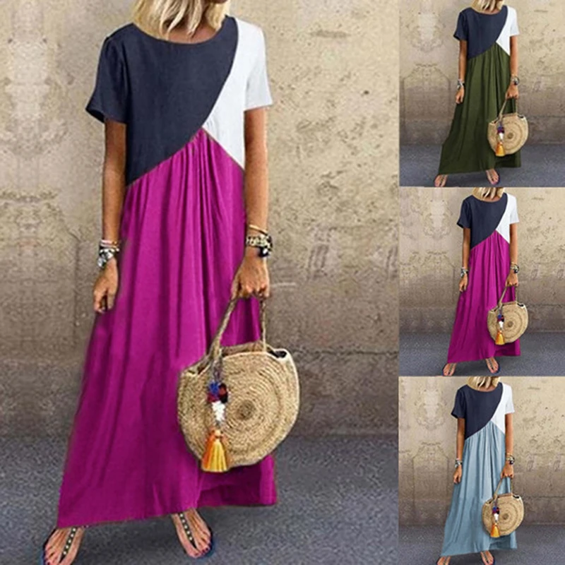 2021 de mujer largo Maxi Vestidos para las mujeres, Vestidos casuales, Vestido de playa de Color Casual de talla grande vestido|Vestidos| - AliExpress