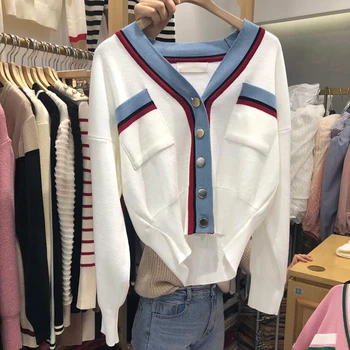 

Korean Style Women Sweater Coats 2020 Summer and Spring New Ladies Sweaters V-neck Fashion Casual Wild Knit Tops Female