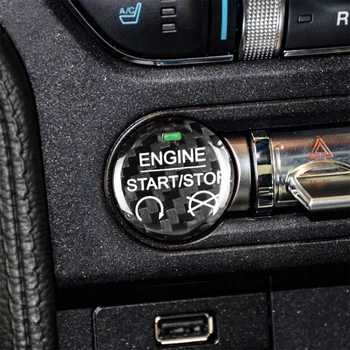 

For Ford Mustang 2015-2019 Car Engine Start Stop Button Key Cover Trim Carbon Fiber Sticker Black