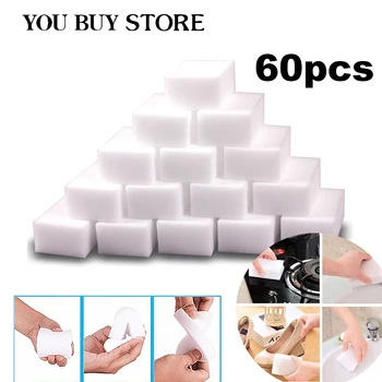 

60pcs/Lot White Magic Sponge Cleaner Eraser Multi-Functional Cleaner Melamine Sponge For Kitchen Bathroom Cleaning Wholesale
