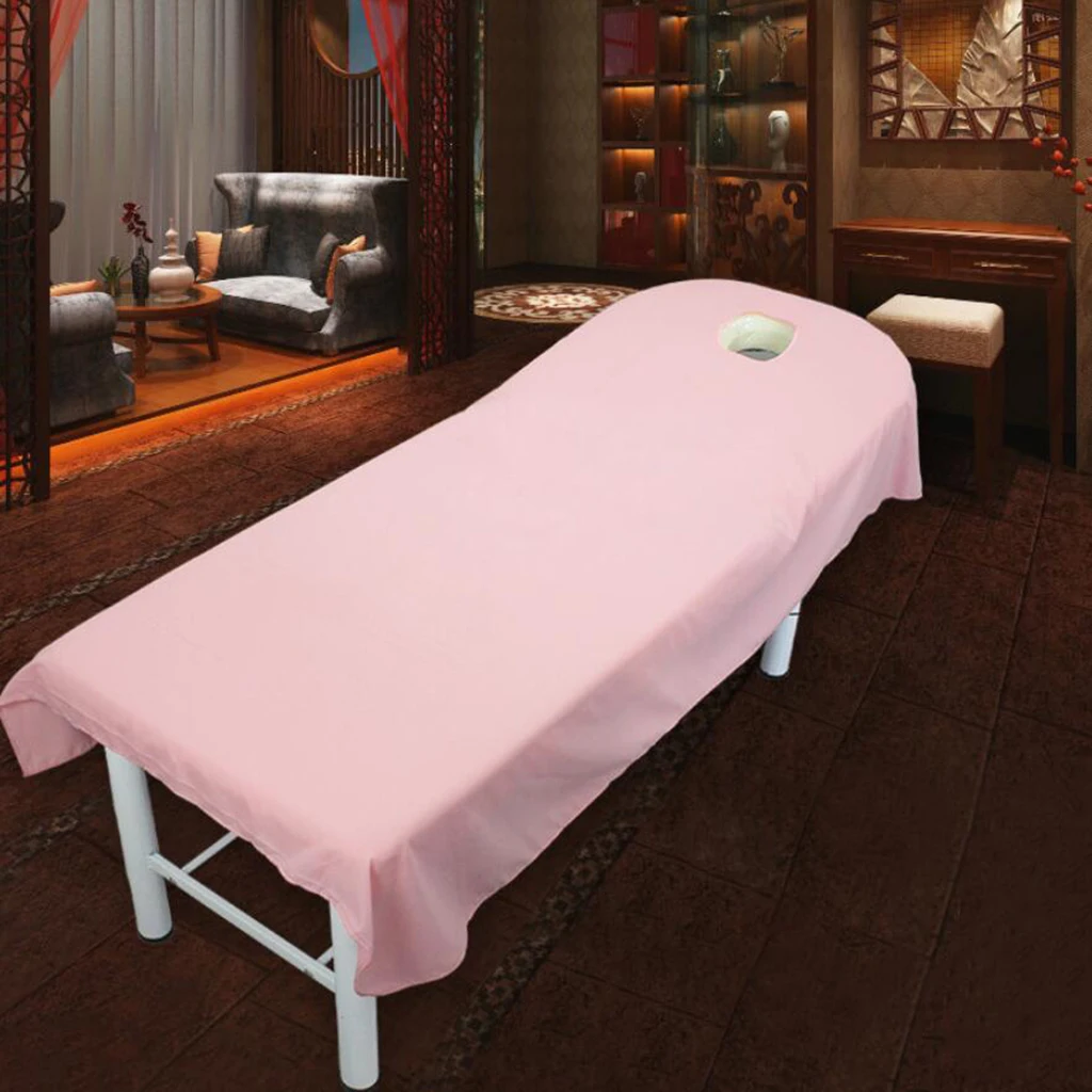 120cm*190cm SPA Massage Treatments Bed Table Cover for Beauty Salon Couch Sheets With Breath Face Hole, 9 Colors Available