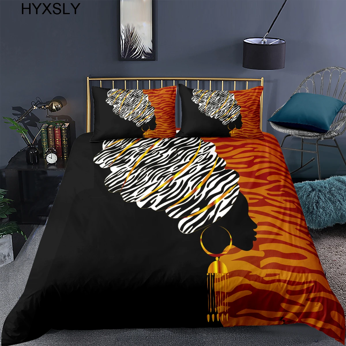 African Woman Bedding Set Design Abstract Duvet Cover Queen King Size Home Textiles Black And White Bedclothes 2/3PCS deep fitted sheets