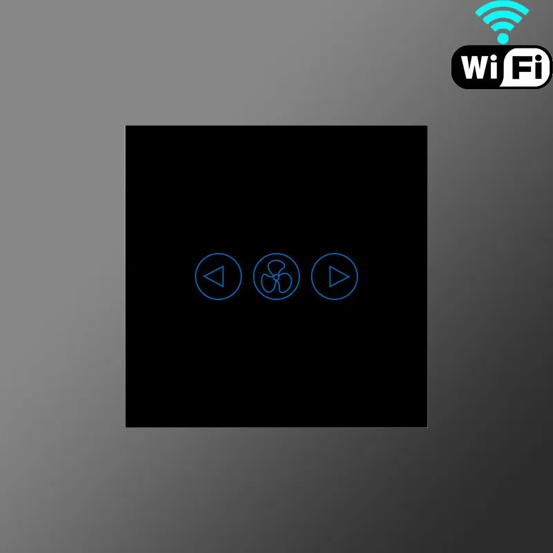 Black Британский стандарт wifi 2,4 ГГц приложение управление потолочный вентилятор настенный выключатель, Хрустальная стеклянная панель, 600 Вт вентилятор регулировка скорости настенный сенсорный переключатель - Цвет: Black