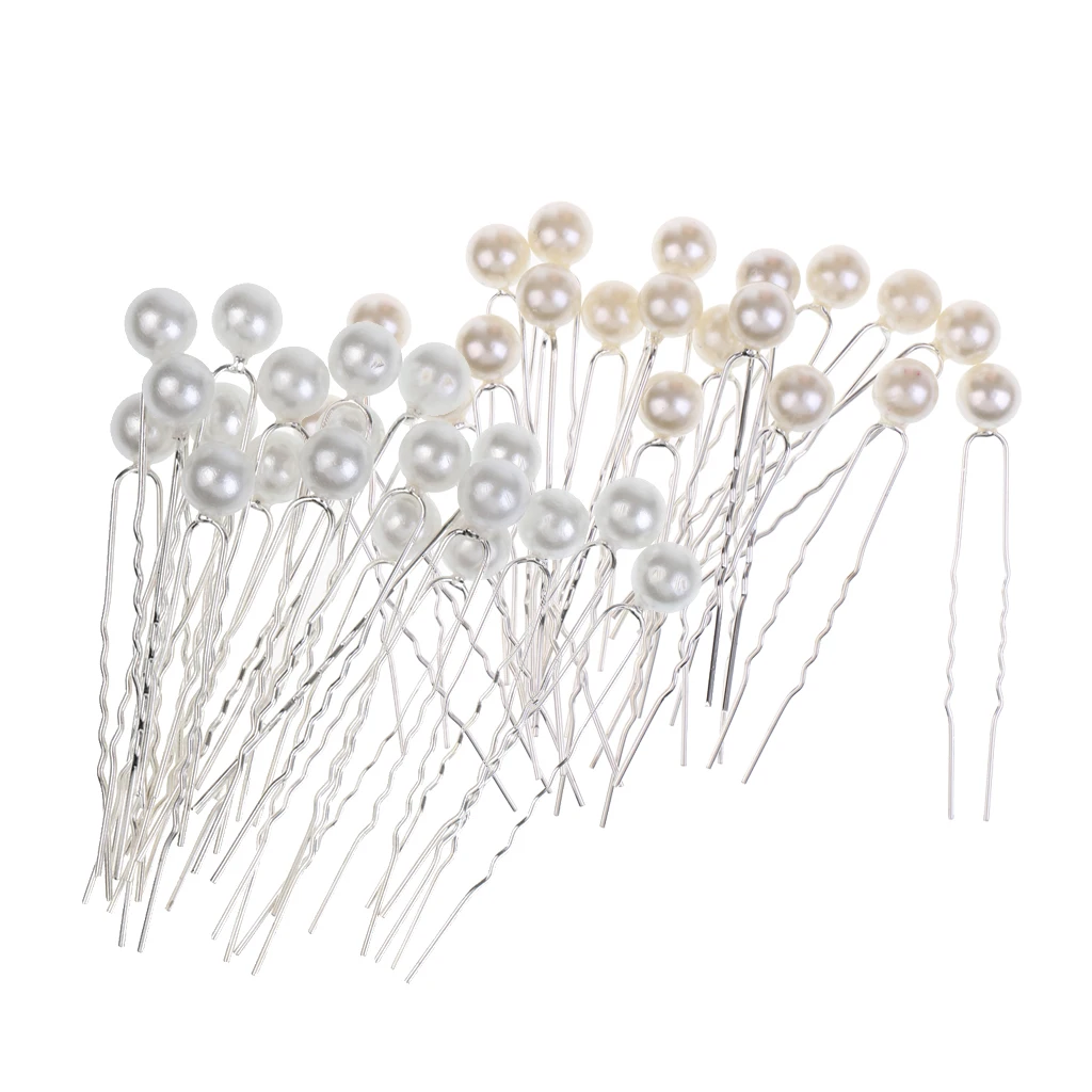 40 Pieces  Pearl Hair Pin Headpiece Fancy Hair Ornaments U Shaped Design
