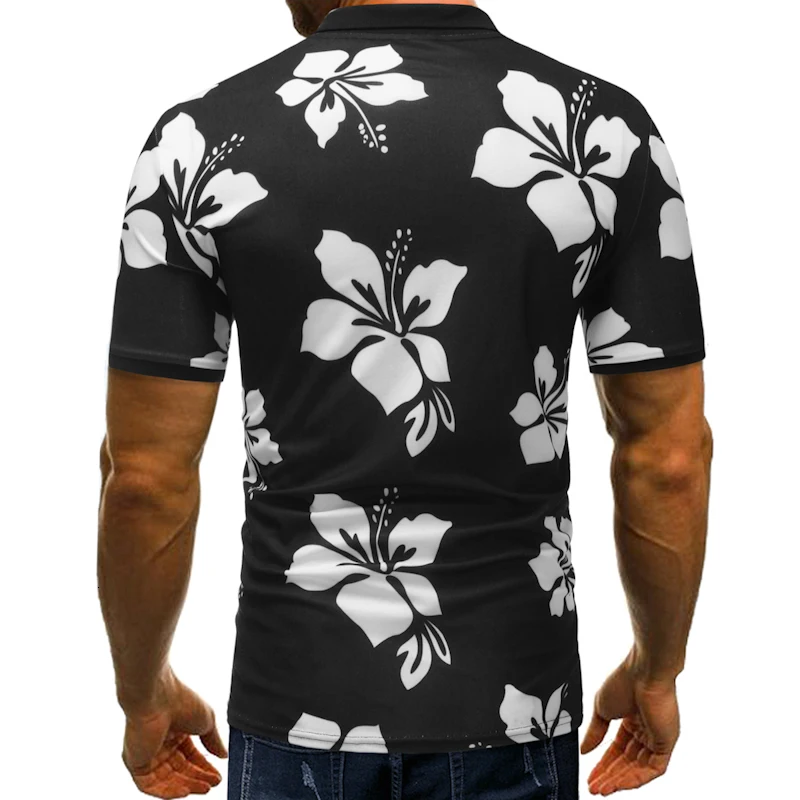 Летняя новая брендовая мужская рубашка поло модный принт в горошек Camisa короткий рукав Повседневная рубашка-поло деловые рубашки плюс размер 3XL
