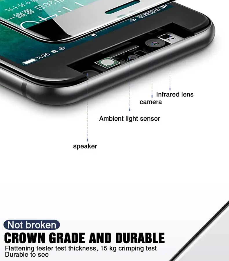 15D изогнутый край Полное покрытие из закаленного стекла на iPhone 7 8 6 6S Plus 5 5S SE Защитная пленка для экрана iPhone X XR XS Max стеклянная пленка