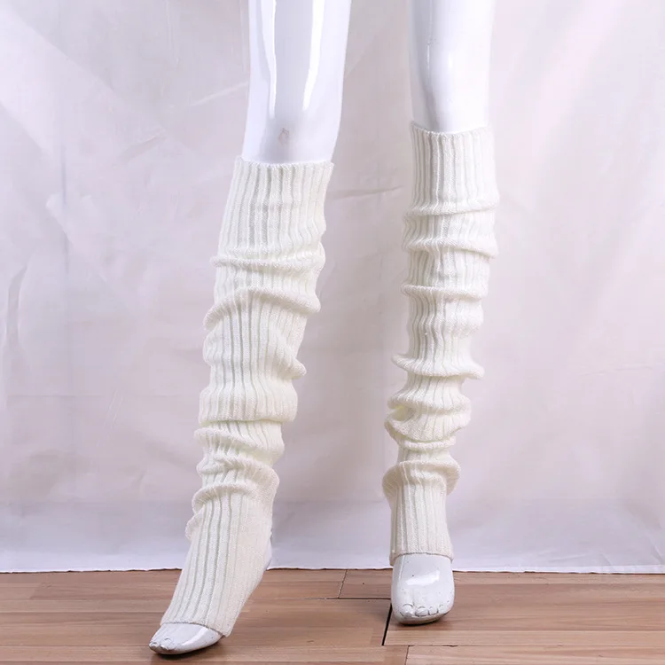 70cm Over Knee Japanese JK Uniform Leg Warmers Korean Lolita Winter Girl Women Knit Boot Socks Pile Up Socks Foot Warming Cover