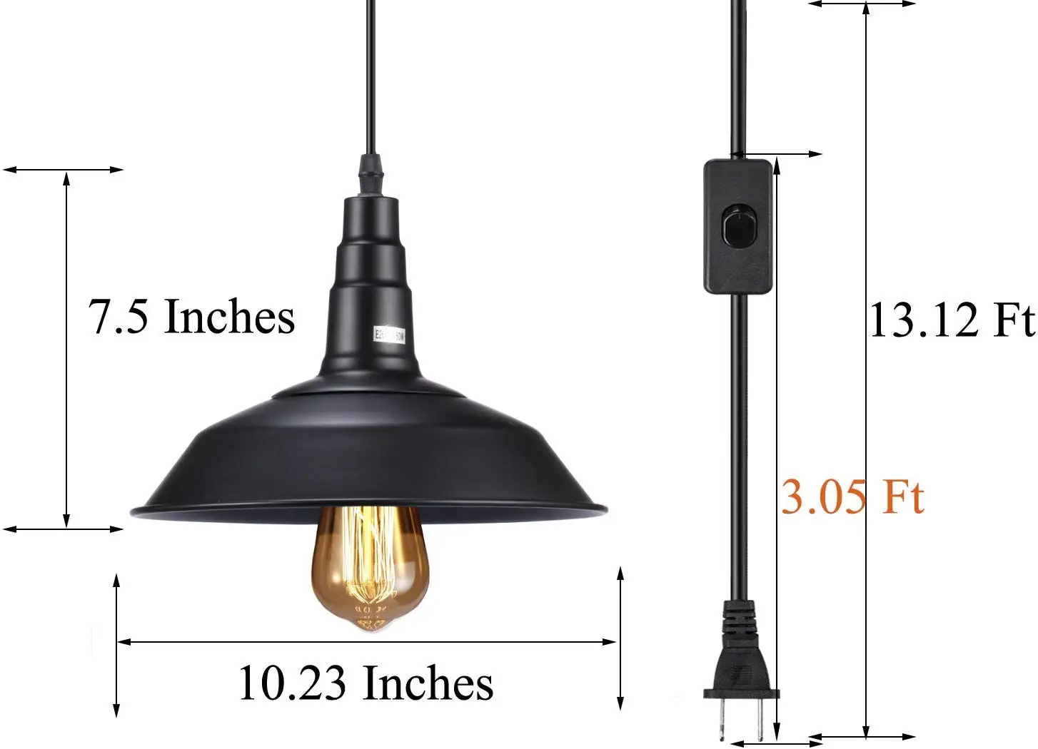 Промышленный подвесной светильник с вилкой E26 E27, цоколь 5 м, винтажный подвесной светильник с вилкой, светильник для гостиной, спальни