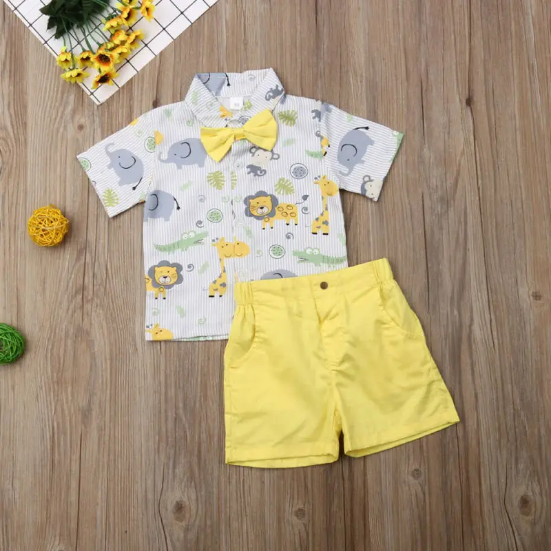 

1-6T 2Pcs Baby Boy Toddler Kids Animal T-Shirt Tops+Shorts Pants Outfits Summer Children Boy Clothes