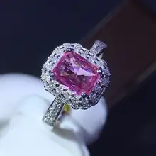 Кольцо с розовым сапфиром Real Pure 18 K натуральный розовый padпараdscha драгоценные камни-сапфиры 1.12ct бриллианты камень женское кольцо