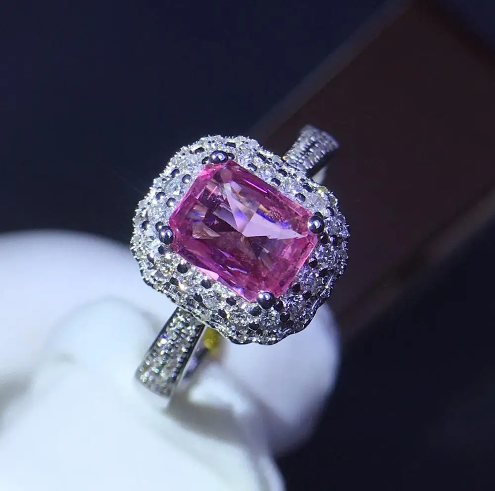 Anillo de zafiro Rosa Real puro 18 K Natural Rosa Padparadscha zafiro  piedras preciosas CT diamantes piedra anillo femenino|Anillos| - AliExpress