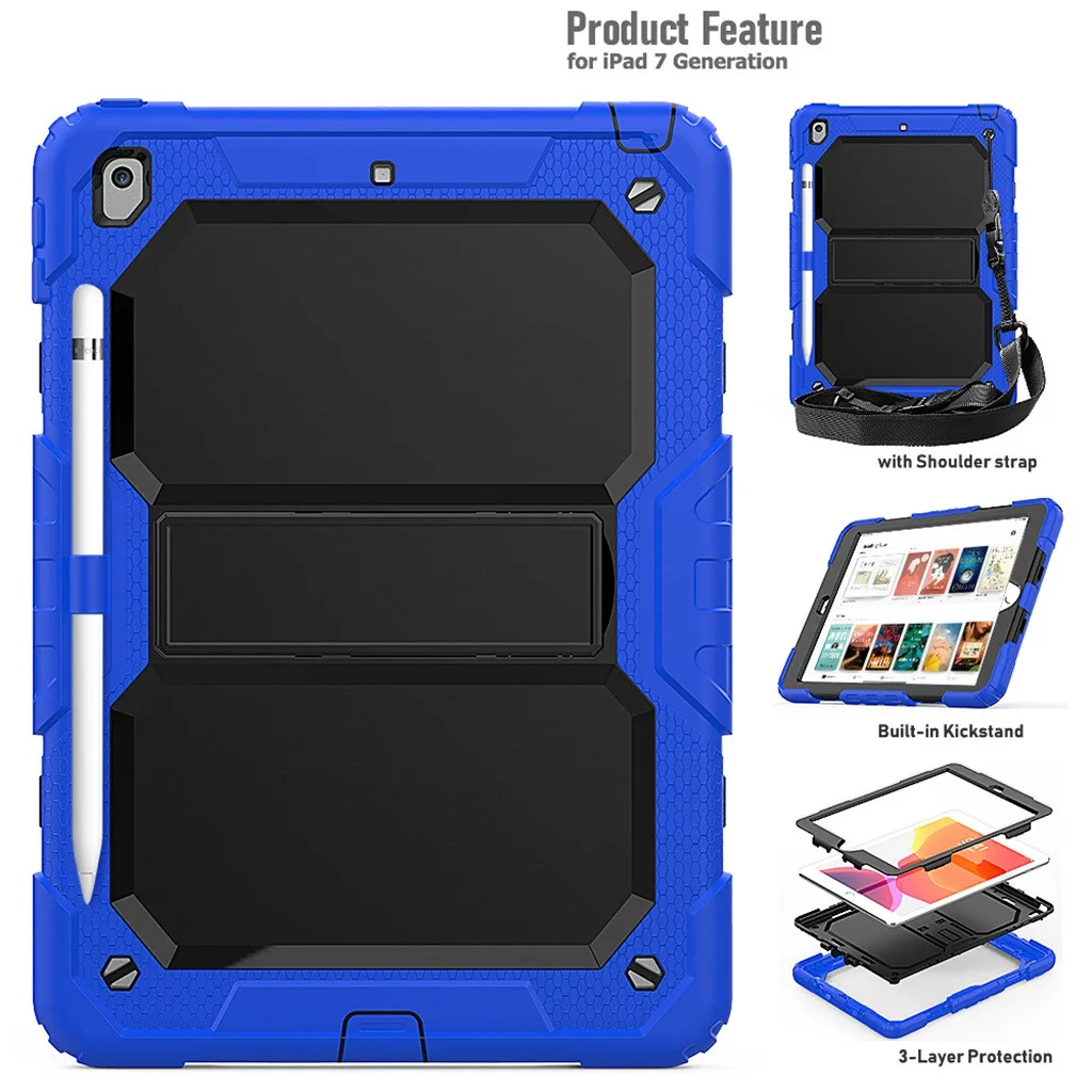 Чехол для iPad 10,2 7 7th Gen A2200 A2197 Funda Tablet противоударный жесткий чехол военный сверхпрочный Силиконовый прочный Чехол-подставка
