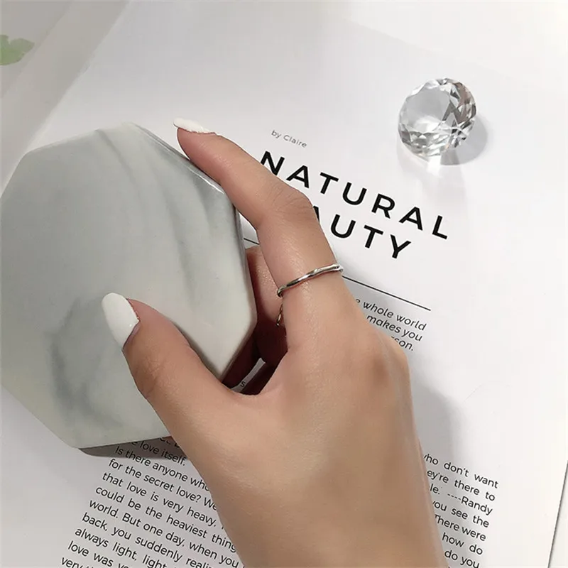 925 Sterling Silver Simple Irregular Opening Adjustable Ring For Women Friendship Gift Girlfriends Student Jewelry Accessories - Image 6