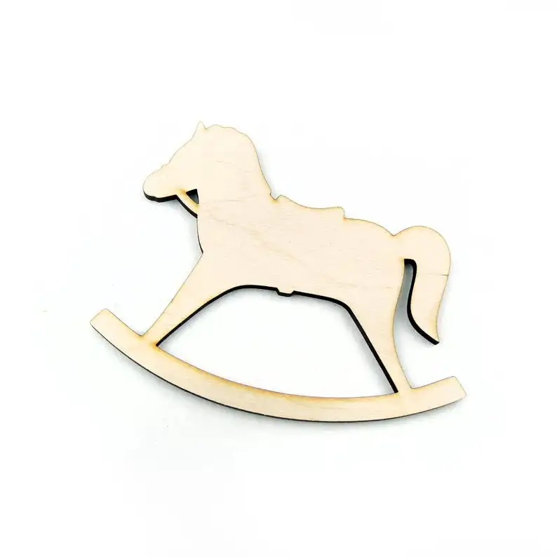 Wooden Rocking Horse Shape For Crafts And Decoration- Laser Cut- Baby Shower- Wooden Rocking Horse- Horse Nursery