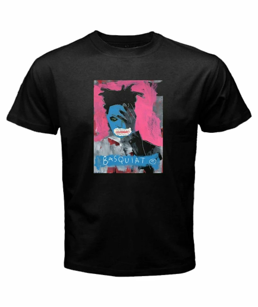 Jean Michel Basquiat Graffiti Artist Art Star Reguler Fit Mens Black T Shirt Loose Size Top Tee |