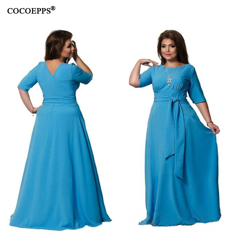 5XL 6XL осенне зимнее женское длинное платье однотонное с длинным рукавом