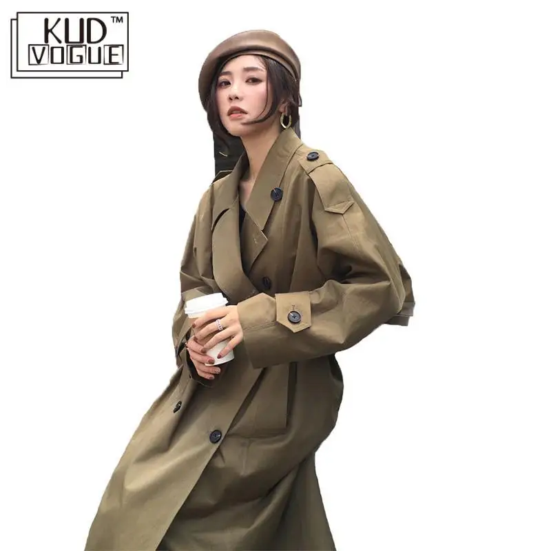 

Long Coat Women Spring Autumn 2019 Korean Fashion Mid-long Trench Coat Loose Belt Large Size Windbreak Outweartrench Coat Casual
